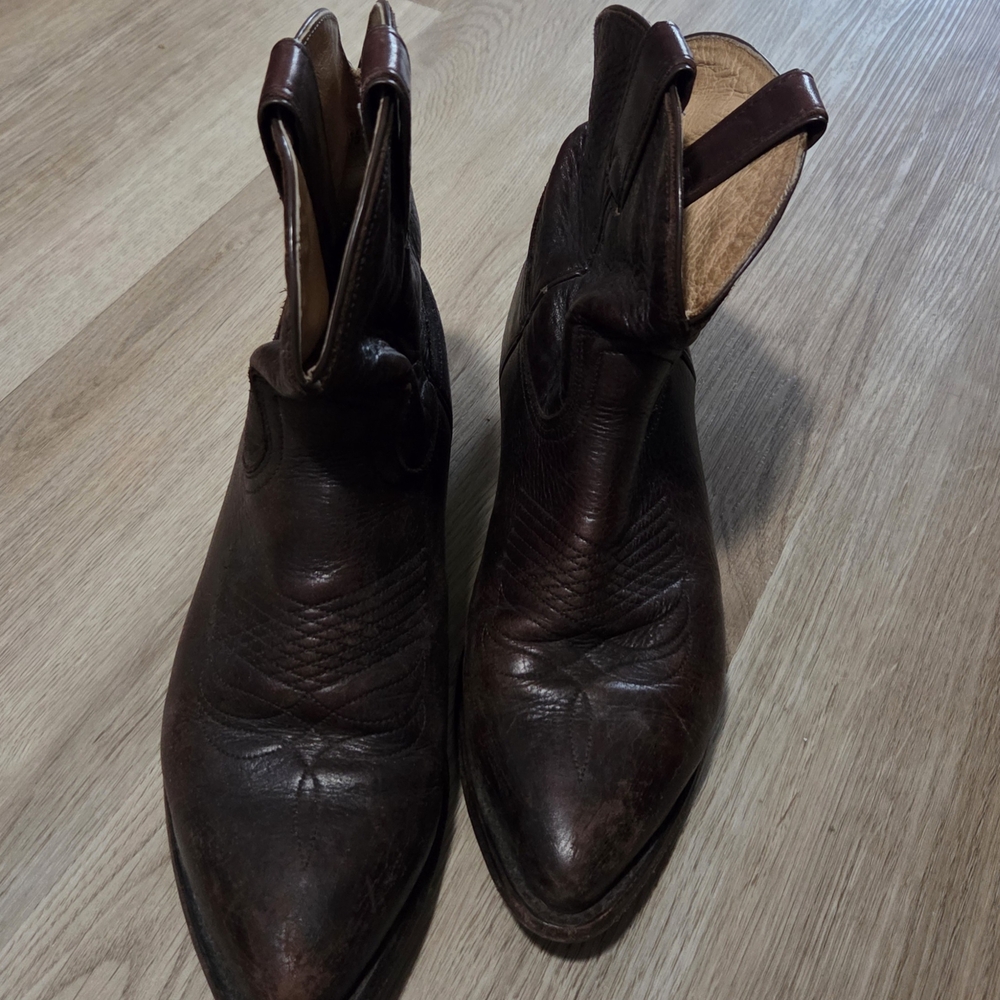 Frye Dark Brown Leather Cowboy Boots